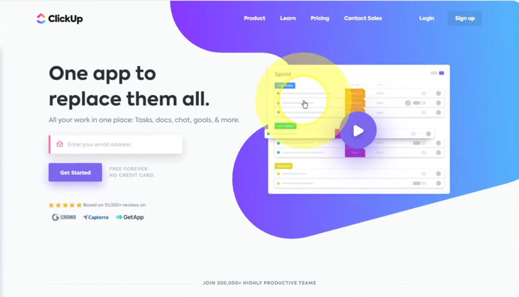 Visualizações de Lista, Quadro e Tabela no ClickUP